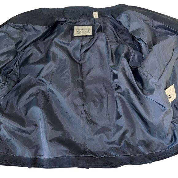 LEVI'S Women's Belted Dark Navy Faux Suede Moto Jacket Size 2X Cropped - Picture 3 of 6